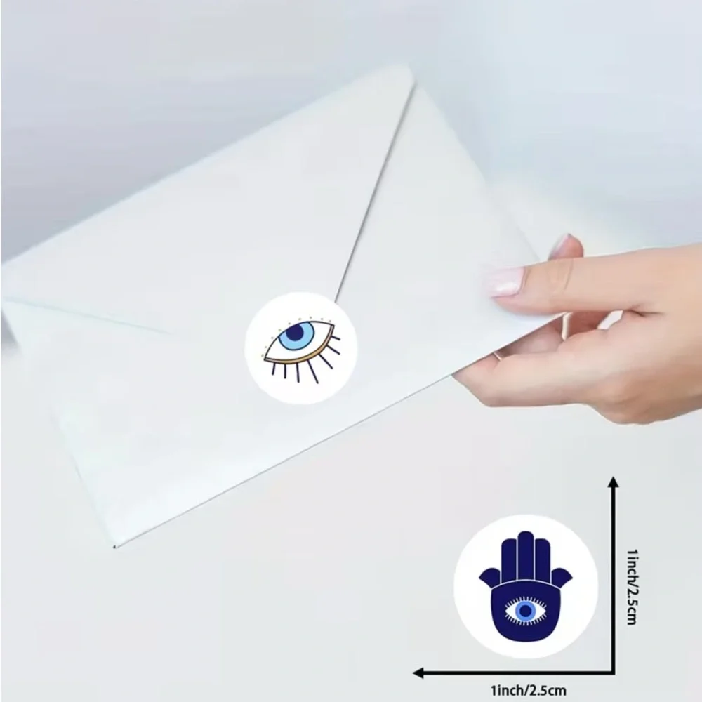 GREEK EVIL EYE 🧿(500pc) 1” Decorative Blue and White Sticker Roll NEW 👁️LAST one